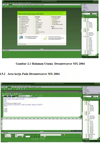 Gambar 2.1 Halaman Utama  Dreamweaver MX 2004 