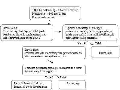 Gambar 1. Penanganan preeklampsia Ringan berdasarkan buku pedoman  pengelolaan hipertensi dalam kehamilan di Indonesia Tahun 2005