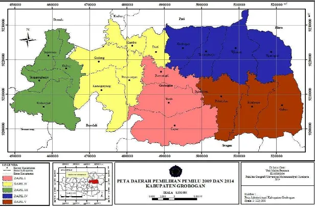Gambar I.1 Peta Daerah Pemilihan (Dapil) Kabupaten Grobogan