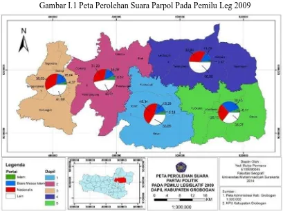 Gambar I.2 Peta Perolehan Suara Partai Politik Pada Pemilu Legislatif 2014