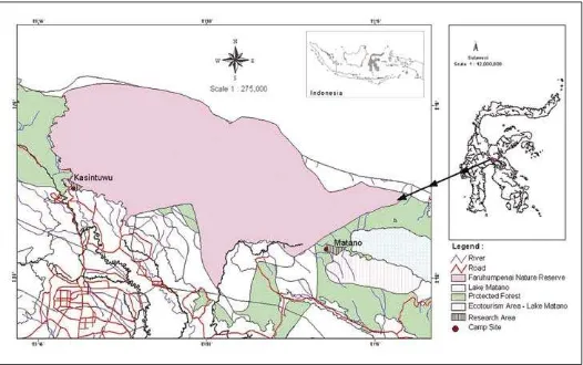 Figure 1. Faruhumpenai Nature Reserve (90,000, ha) at the provincial border of Central and South Sulawesi, Indonesia