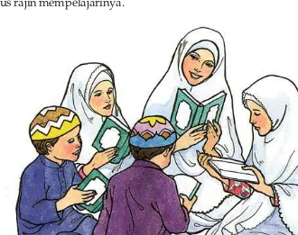 Gambar 1.1 Rajin membaca Al-Qur’an bersama ibu guru dan teman.
