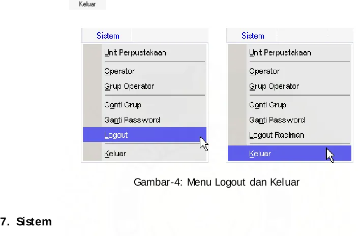 Gambar-4: Menu Logout dan Keluar 