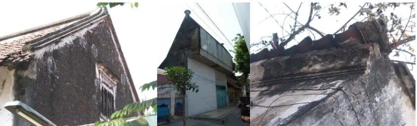 Gambar 3.12 & 3.13 Fasad beberapa ruko dan rumah tinggal di Jl. Jenderal Sudirman Beberapa ruko dan rumah tinggal terlihat kurang terawat
