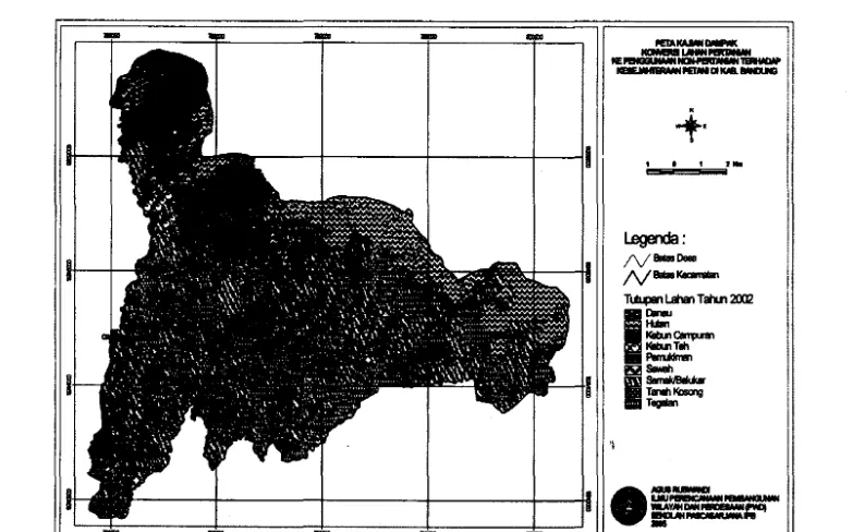 Gambar 1. Peta penggunaan lahan eli Kecamatan Lerobang dan Parongpong tahun 1992. Sumber : Interpretasi citra landsat tahun 1992 