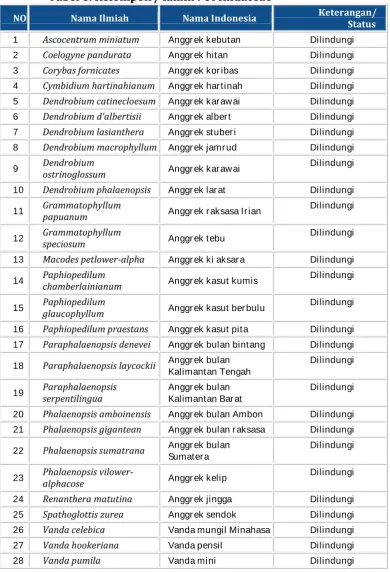 Tabel 7.  Kelompok/famili : Rafflessiace