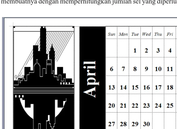 Gambar 3.5 Model kalender dari templateSumber : Penerbit