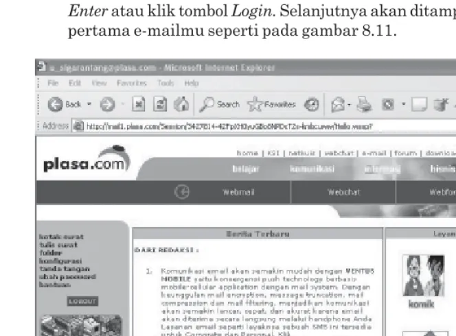 Gambar 8.11 Halaman pertama e-mail