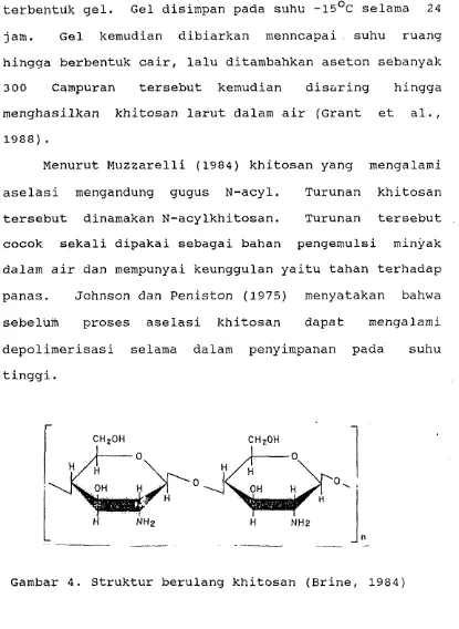 Gambar 4. Struktur berulang khitosan (Brine, 1984) 
