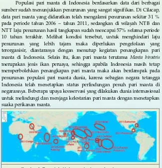 Gambar 1. Peta global lokasi perlindungan hiu dan pari manta 