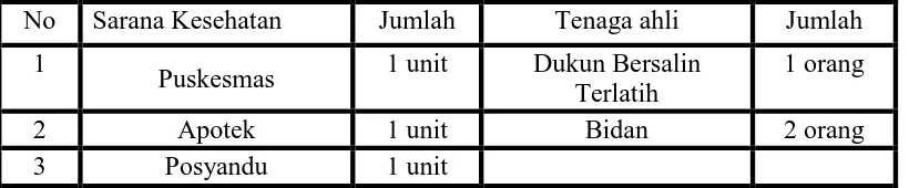 Tabel 4.6 Sarana Kesehatan  