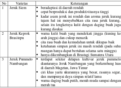 Tabel 8  Varietas Buah Jeruk yang Berkembang di Indonesia 