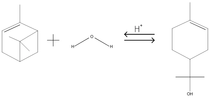 Gambar 2.1. Reaksi hidrasi alpha pinene menjadi alpha terpineol 