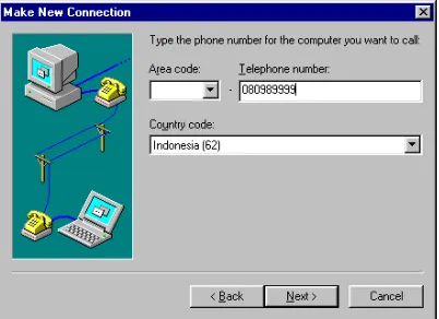 Gambar 9. Make New Connection pada Windows 98 
