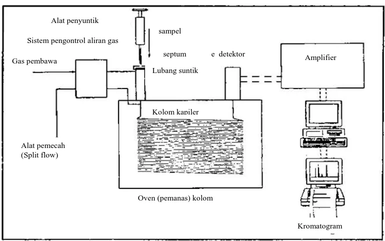 Gambar 2.4 Skema Instrumen Kromatografi Gas (Rohman, 2007) 