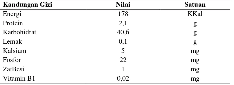 Tabel 2. Komposisi nilai gizi nasi (100 g). 
