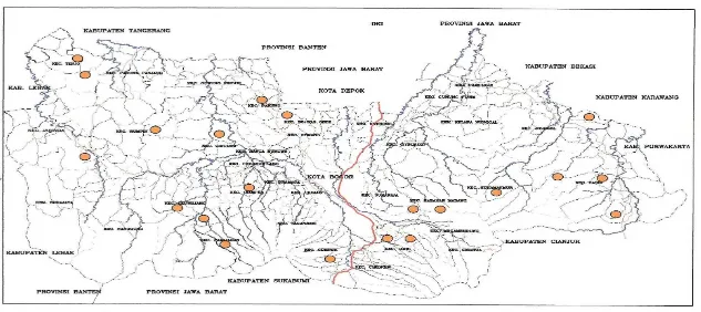 Gambar 5. Peta Pusat Pertumbuhan di Kabupaten Bogor 