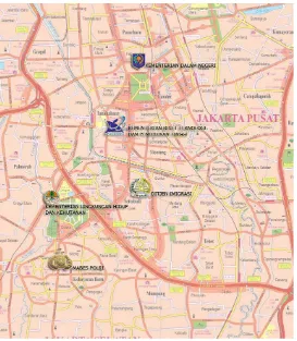 Gambar 7: Peta Jakarta, dengan lokasi beberapa kantor instansi terkait