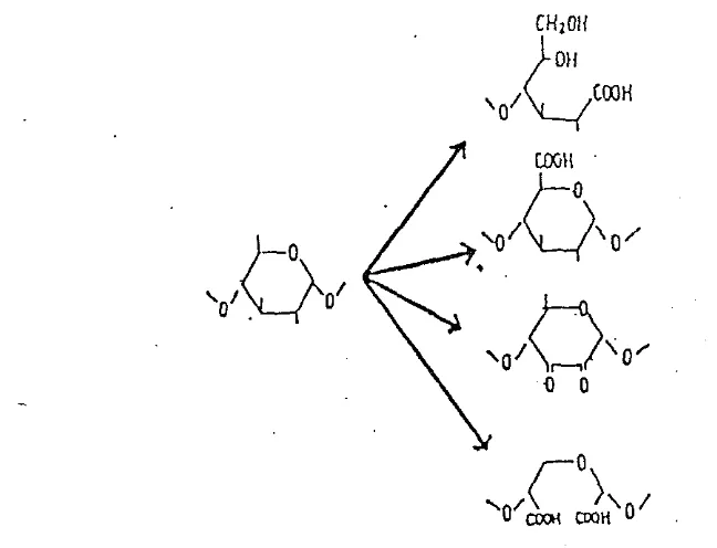 Gambar 3. Reaksi o k s i d a s i  amilosa ( F l e c h e ,  1985) 
