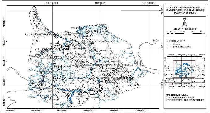 Gambar 1. Peta Administrasi Kabupaten Rokan Hilir Provinsi Riau