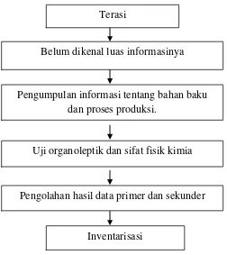 Gambar 1.  Flowchart kerangka pemikiran inventarisasi terasi di Kecamatan  Menggala Kabupaten Tulang Bawang