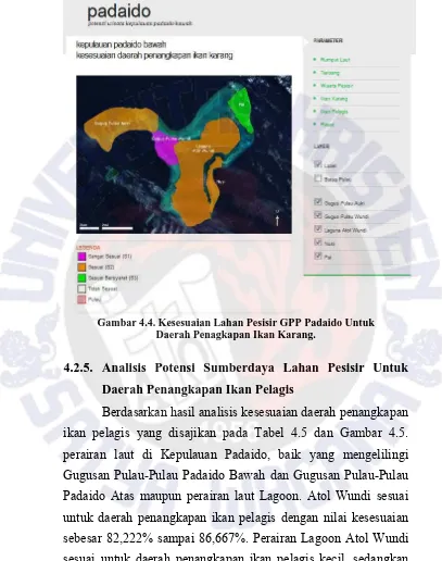 Gambar 4.4. Kesesuaian Lahan Pesisir GPP Padaido Untuk Daerah Penagkapan Ikan Karang. 