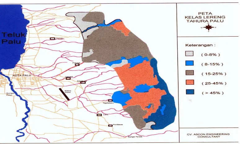 Gambar 6. Kemiringan  lereng  kawasan TAHURA (BKSDA VI, 1997) 