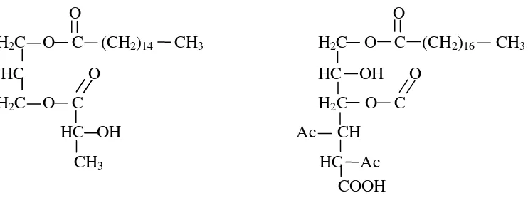 Gambar 2. Reaksi pembentukan emulsifier dengan penambahan asam laktat                   (Sumber: Fennema, 1985)