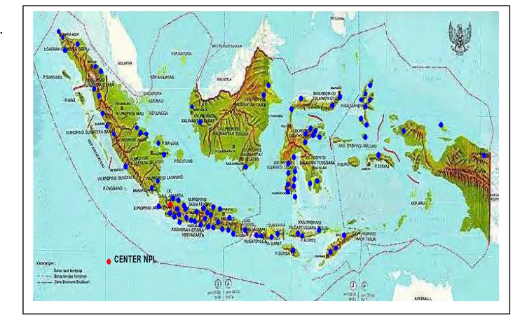 Gambar 3  Lokasi penyebaran SMK bidang kelautan dan perikanan serta                    SUPM program studi NPL di seluruh Indonesia 