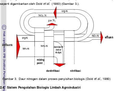 Gambar 3.  Daur nitrogen dalam proses penyisihan biologis (Dold et al., 1980) 