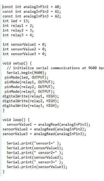 Gambar 7.  Kode program pada saat kalibrasi alat 