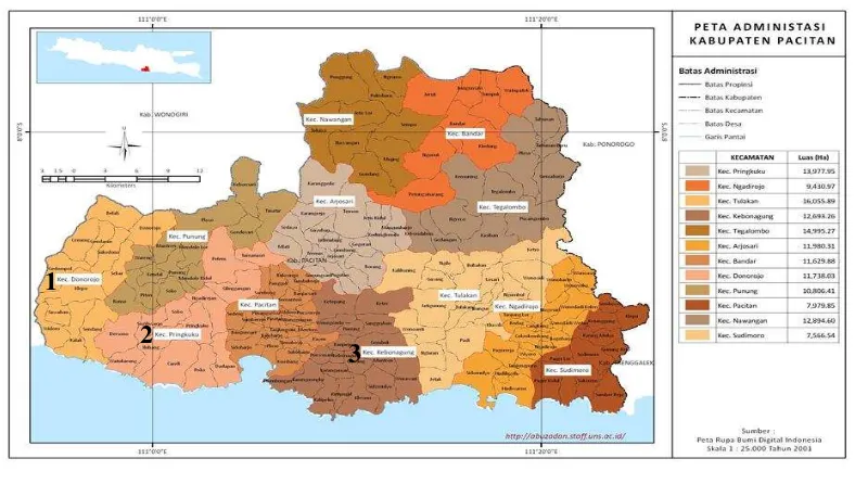 Gambar 5 Peta administrasi Kabupaten Pacitan 