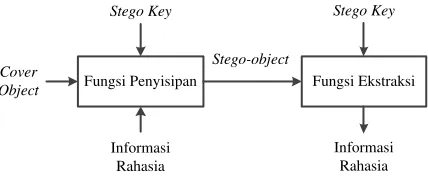 Gambar 4 Proses dalam steganografi (Pfitzmann 1996) 