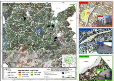 Gambar 5. Peta kelas kerusakan permukiman di Desa Ngrajek, Tamanagung dan Gondosuli 