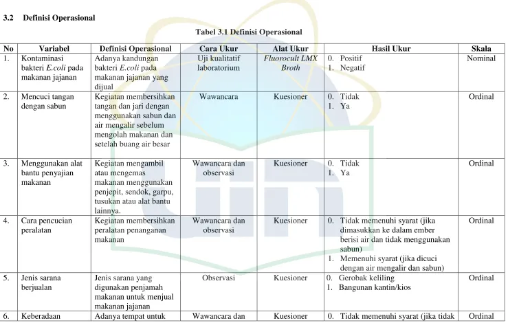 Tabel 3.1 Definisi Operasional 