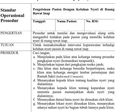 Tabel 4.1 Standar Operasional Prosedur Pengkajian Nyeri Pasien 