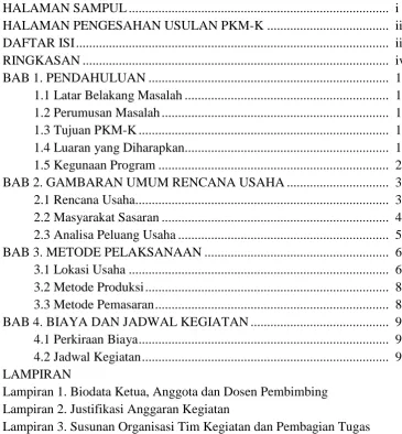 Tabel 2.1 Analisis Peluang ..............................................................................