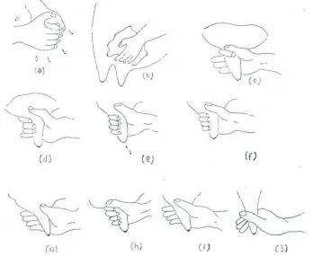 Gambar 1. Cara pemerahan manual  (Sudono, 1999) 