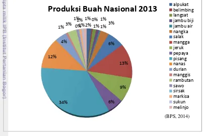 Gambar 2 Total produksi buah nasional tahun 2013  