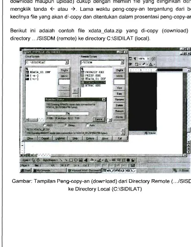 Gambar: Tampilan Peng­copy­an (download) dari Directory Remote ( .. .ISISDM) 