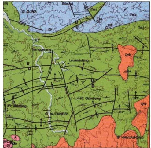 Gambar 3.1  Geologi regional daerah penelitian menurut Effendi, 1998 (Tanpa Skala) 