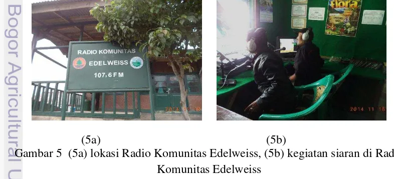 Gambar 5  (5a) lokasi Radio Komunitas Edelweiss, (5b) kegiatan siaran di Radio 