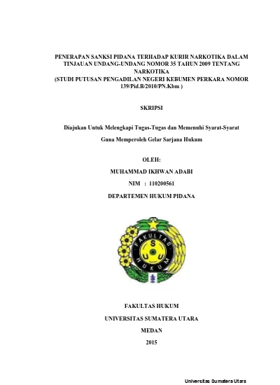 Penerapan Sanksi Pidana Terhadap Kurir Narkotika Dalam Tinjauan Undang ...