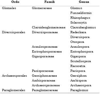 Tabel 1.  Taksonomi mikoriza (Krüger, 2011) 