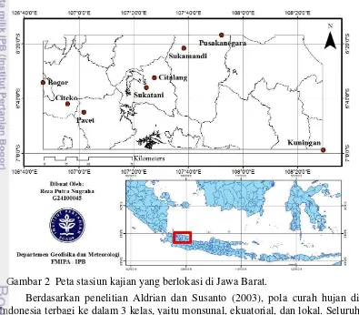 Gambar 2  Peta stasiun kajian yang berlokasi di Jawa Barat. 
