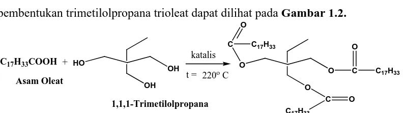 Gambar 1.2. Reaksi Pembentukan Trimetilolpropana Trioleat 