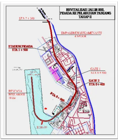 Gambar 3.1. Peta Lokasi Jalur Kereta Api Stasiun Pidada sampai ke Pelabuhan 