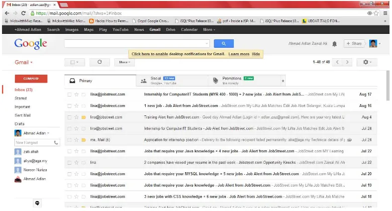 Figure 2.1: Screenshot of Gmail 