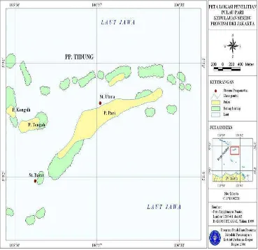 Gambar 2  Peta lokasi penelitian pulau Pari Kepulauan Seribu. 