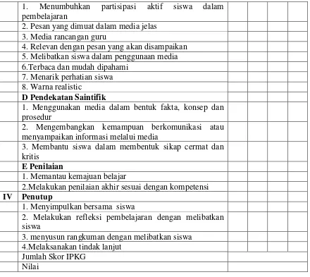 Tabel 3.5 Hasil Belajar  